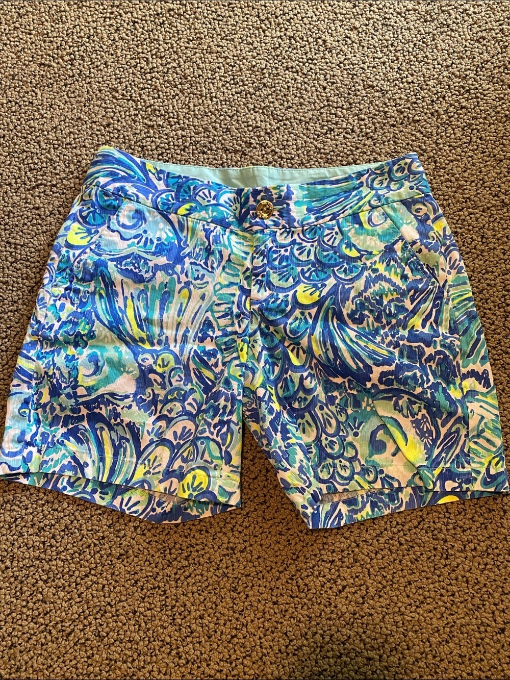 Lilly Pulitzer Blue, Aqua & Yellow Printed Women's Board Shorts